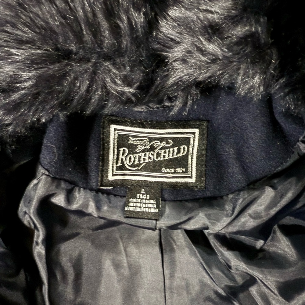 NWT Stylish Navy Kids (or women’s) Princess Coat with Faux Fur Collar - Picture 5 of 8